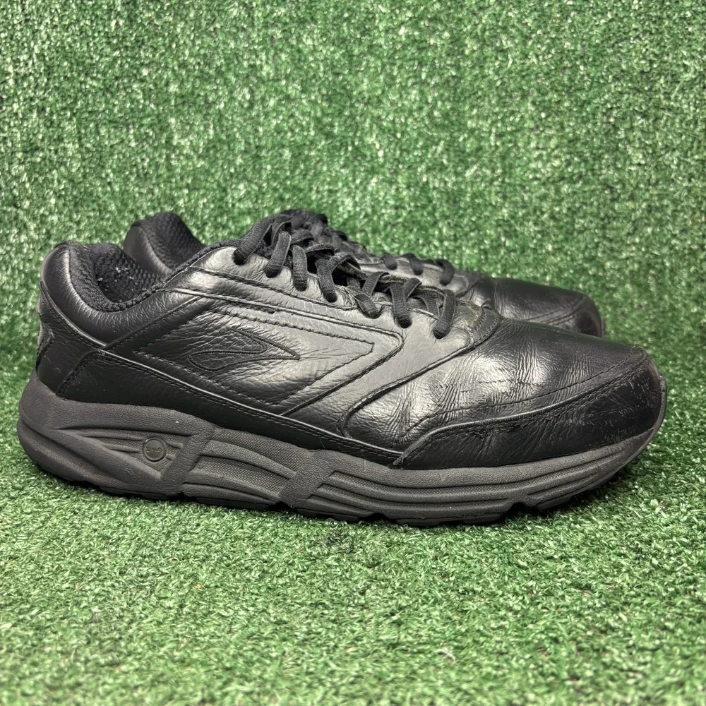 Brooks Addiction Walker Leather Walking Shoes Black Mens Size 10.5 4E Extra Wide